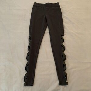 Nicki‎ Minaj Leggings Womens XS Black Cutout Side Strap Ankle Pants Stretch